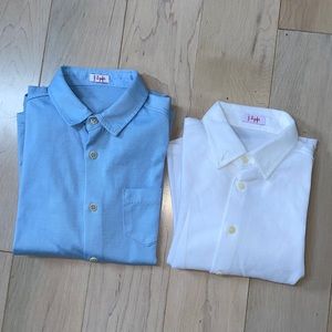 Il Gufo boys soft cotton stretch white blue dress shirts